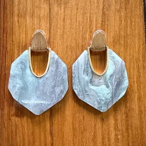 Blue and Gold Geometric Earrings